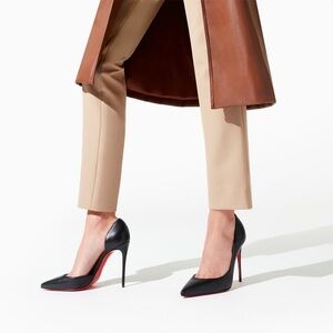 CHRISTIAN LOUBOUTIN Lamb Suede Cut-Out Stiletto Pump-Size 10.5- Black—READ!!